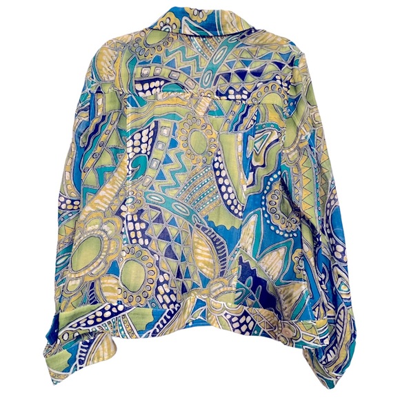 NWOT Christopher & Banks Geometric Button Shirt Jacket Artsy Art to Wear Large - Picture 2 of 11